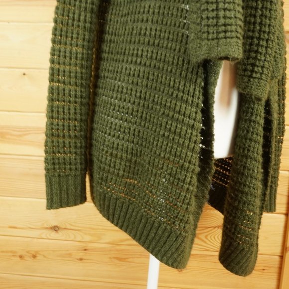 Staring at Stars Dark Green Loosely Knit Long Cardigan Sweater Size Medium - Picture 6 of 8
